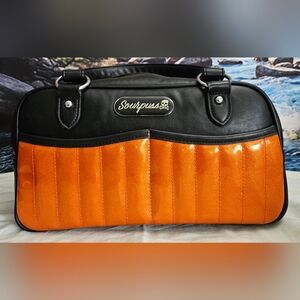 Like New - Sourpuss Black Orange Glitter Women's Bag Purse Rockabilly Vinyl